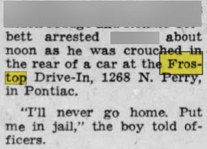 Frostop Root Beer - Oct 1963 Article On Shooting Mentions Frostop In Pontiac (newer photo)